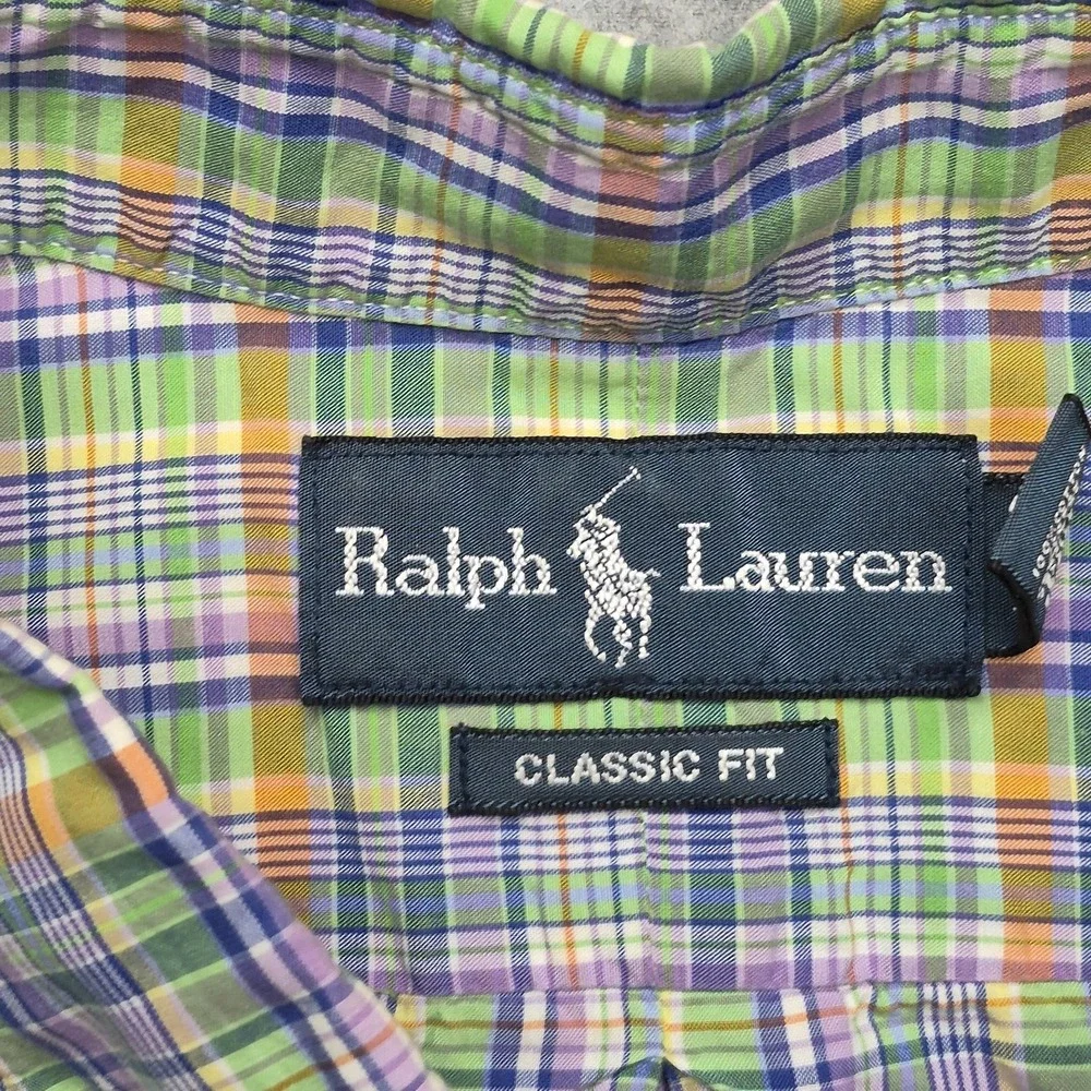 Polo Ralph Lauren Shirt Mens L Tall LT Classic Fit Plaid Long Sleeve Cotton